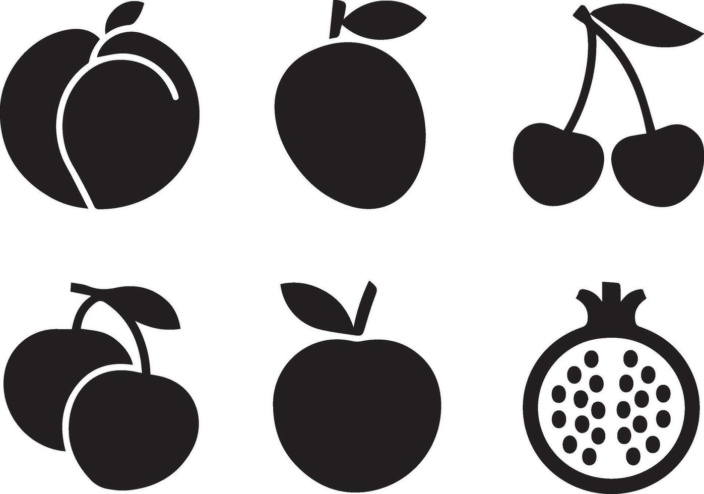 Flat Illustration of Six Distinct Stone and Seed Fruits vector