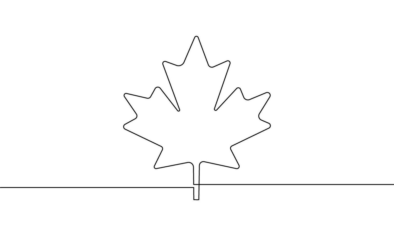 Continuous line drawing of Maple leaf icon. vector