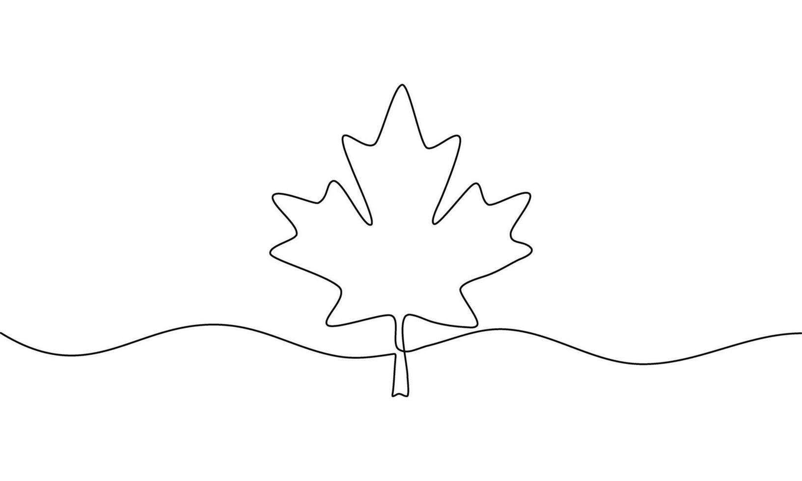 Continuous line drawing of Maple leaf icon on white background vector