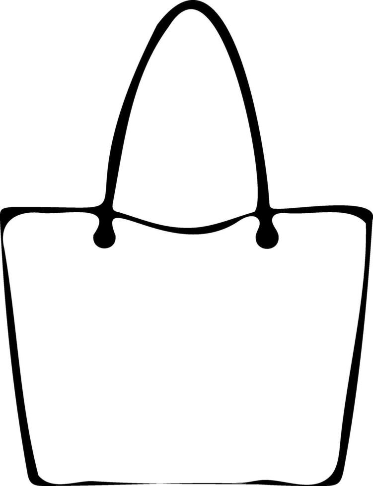 Summer beach bag silhouette line art on white background vector
