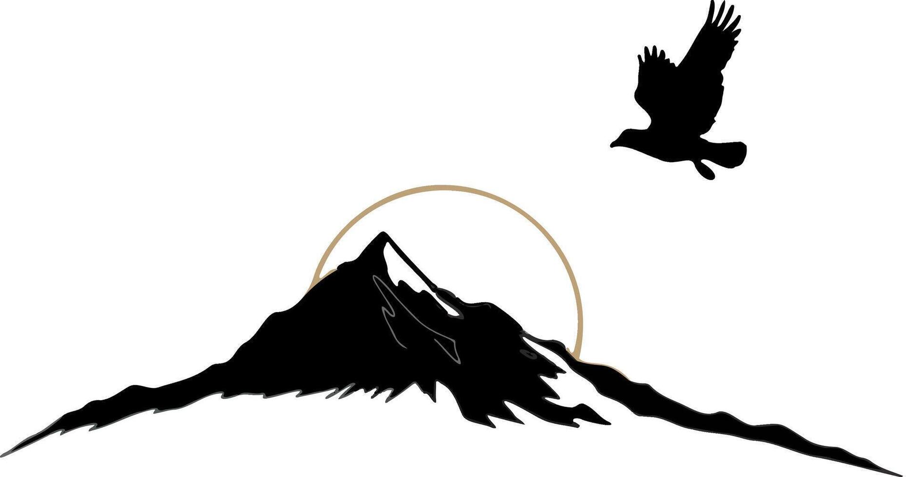 A birds flying over mountains at sunset vector