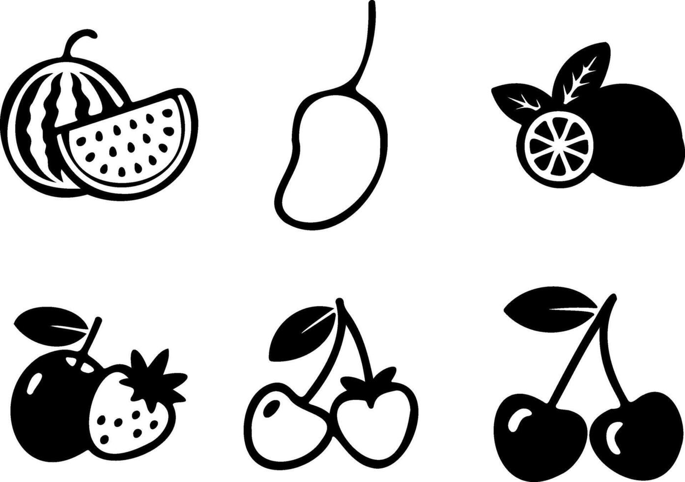 Summer Fruits silhouette line art vector