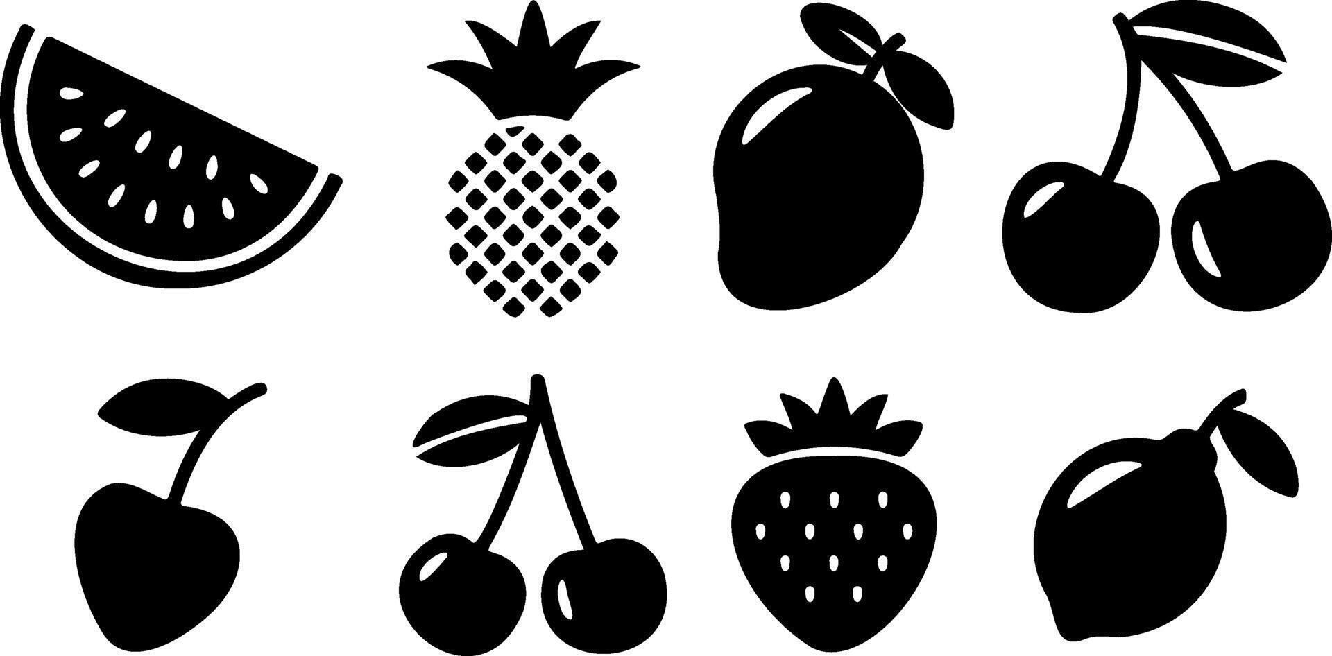 Summer Fruits silhouette line art collection vector