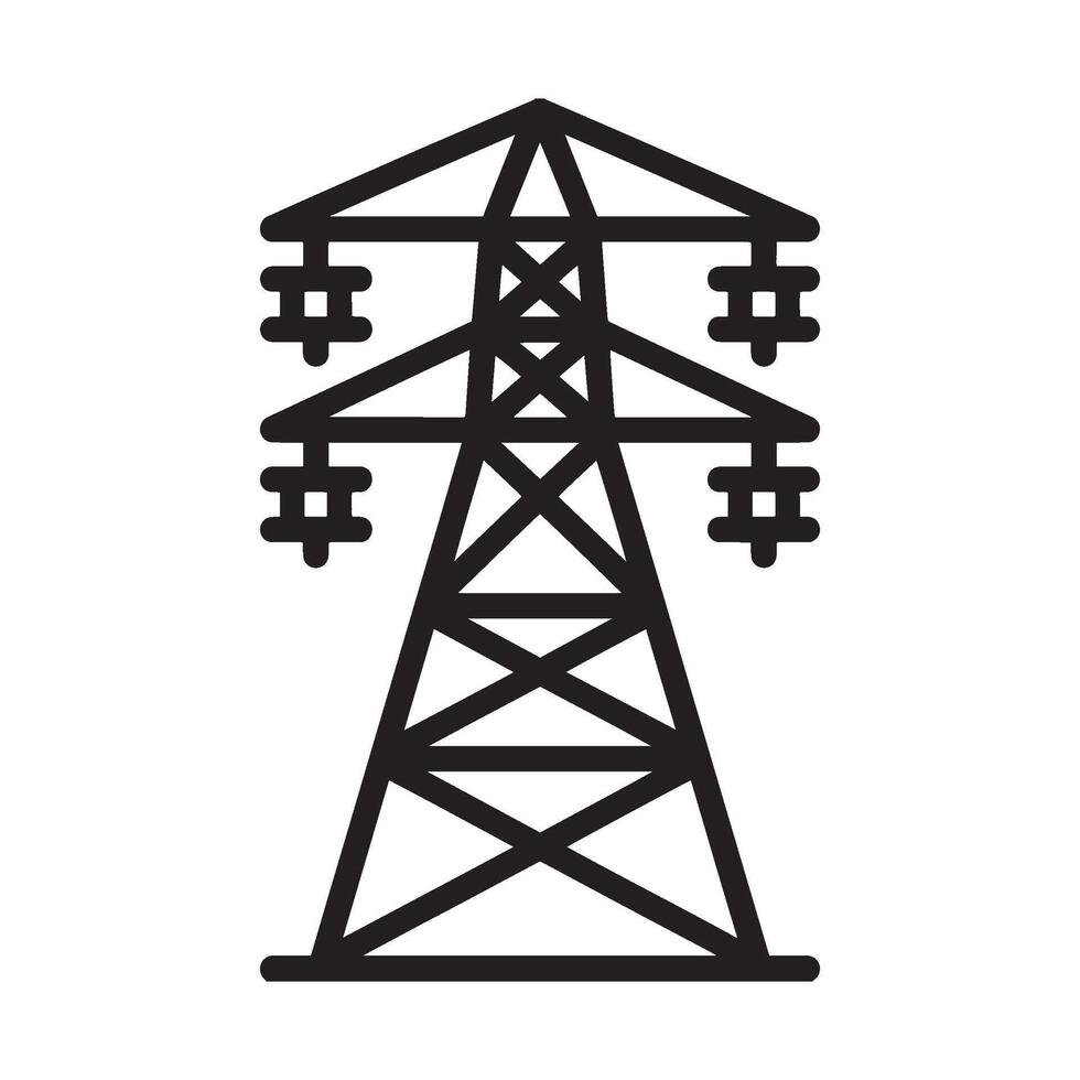 Electricity Pylon Icon Depicting Energy Infrastructure and Electrical Transmission for Power Grid Illustration on a White Background vector
