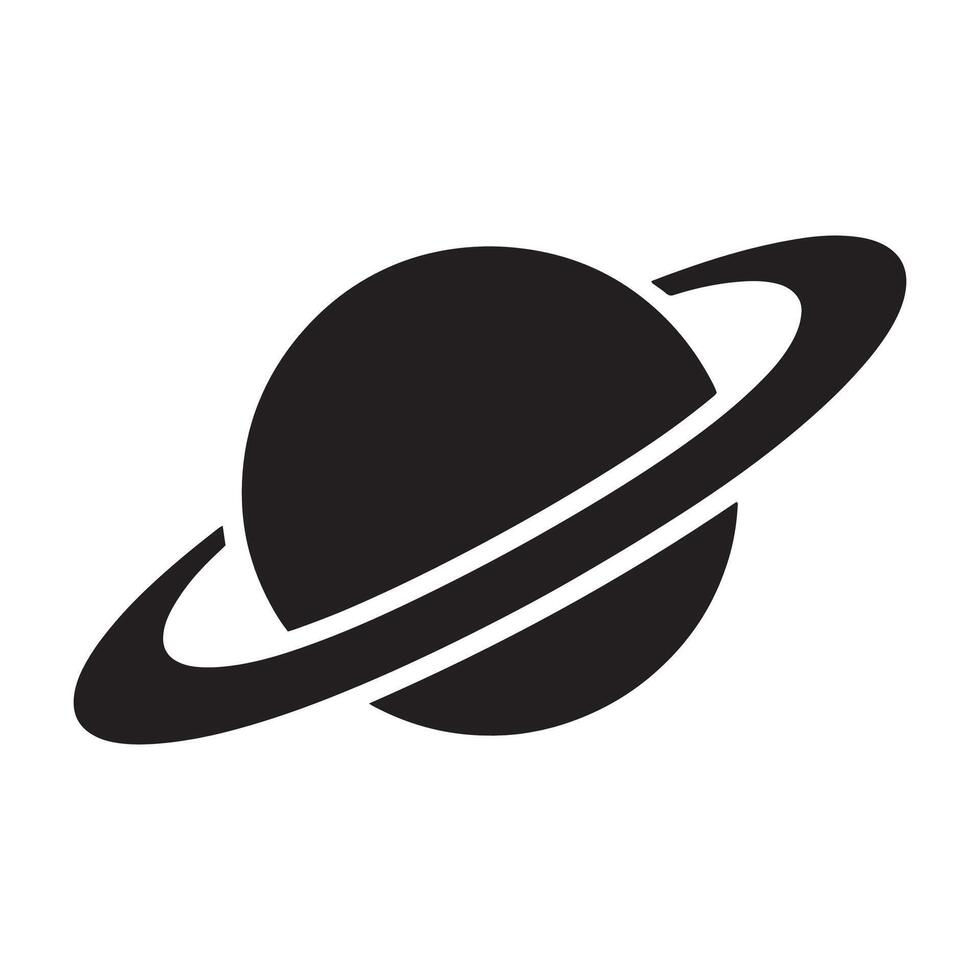 Illustrative Planet Icon Orbiting Cosmic Sphere Graphic Design Symbol Black and White Simplicity for Astronomy and Space Exploration Themed Projects vector