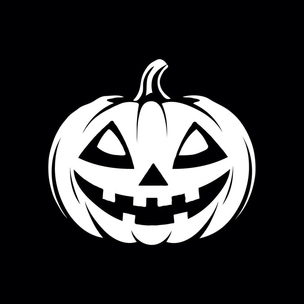 Smiling jack-o'-lantern face drawn in bold black and white style on a dark background, symbolizing Halloween celebration or spooky themes vector