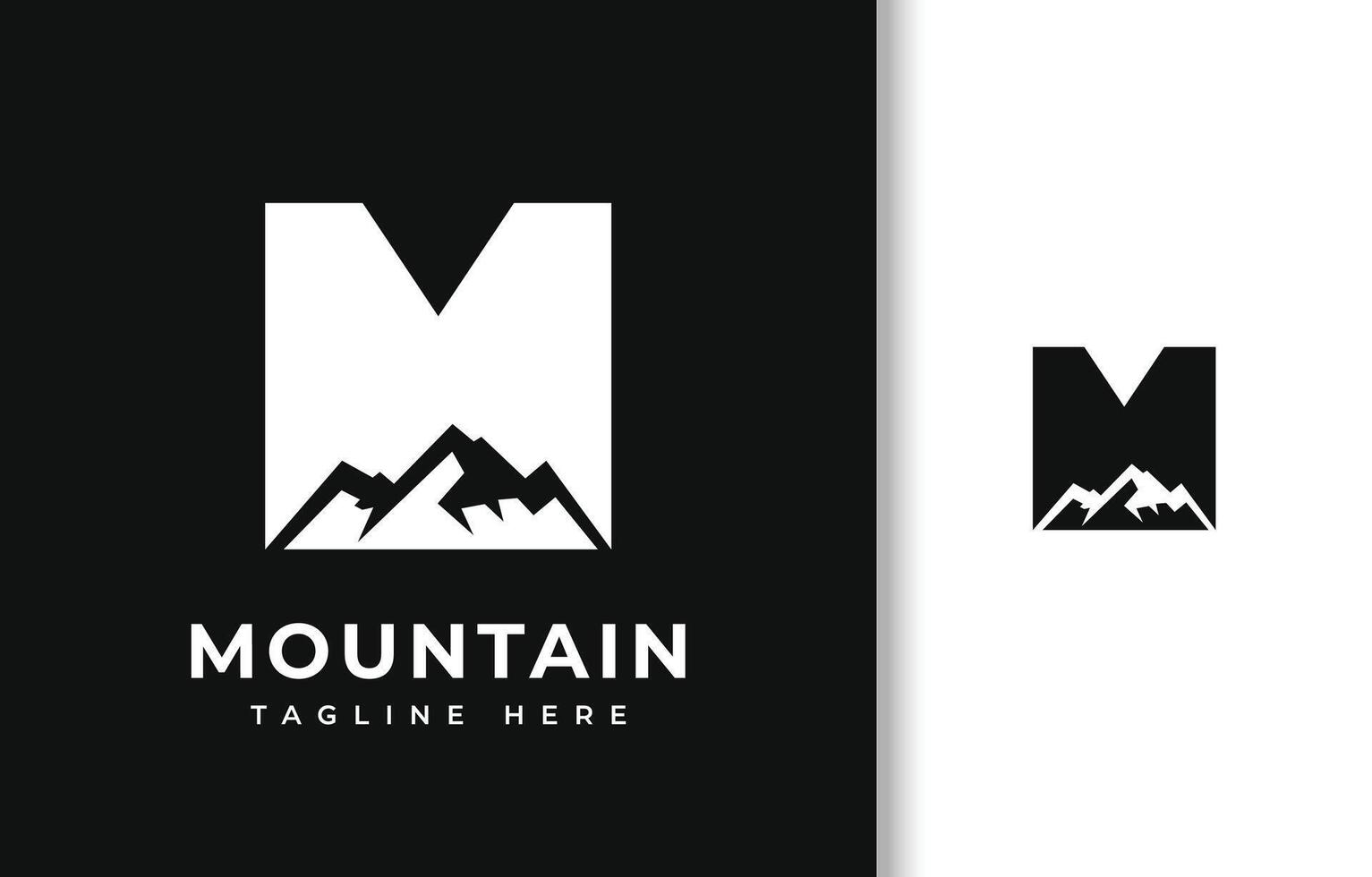 LETTER M WITH SILHOUETTE OF MOUNTAIN LOGO DESIGN vector