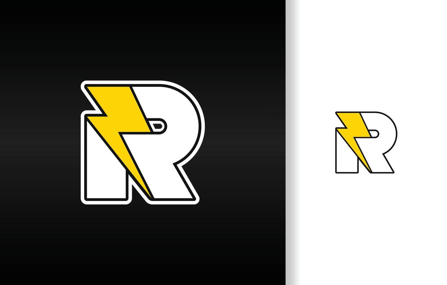 Letter R with Thunder logo electric vector
