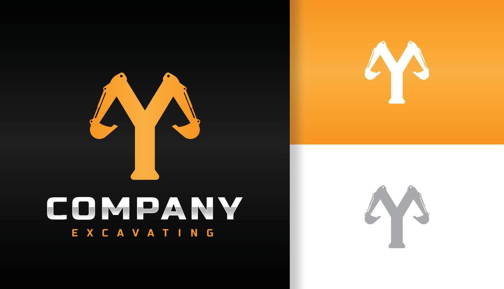 letter y excavator logo company construction vector
