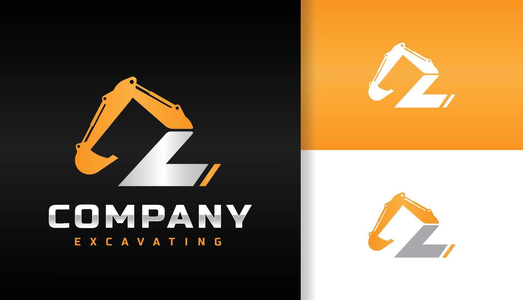 letter z excavator logo company construction vector