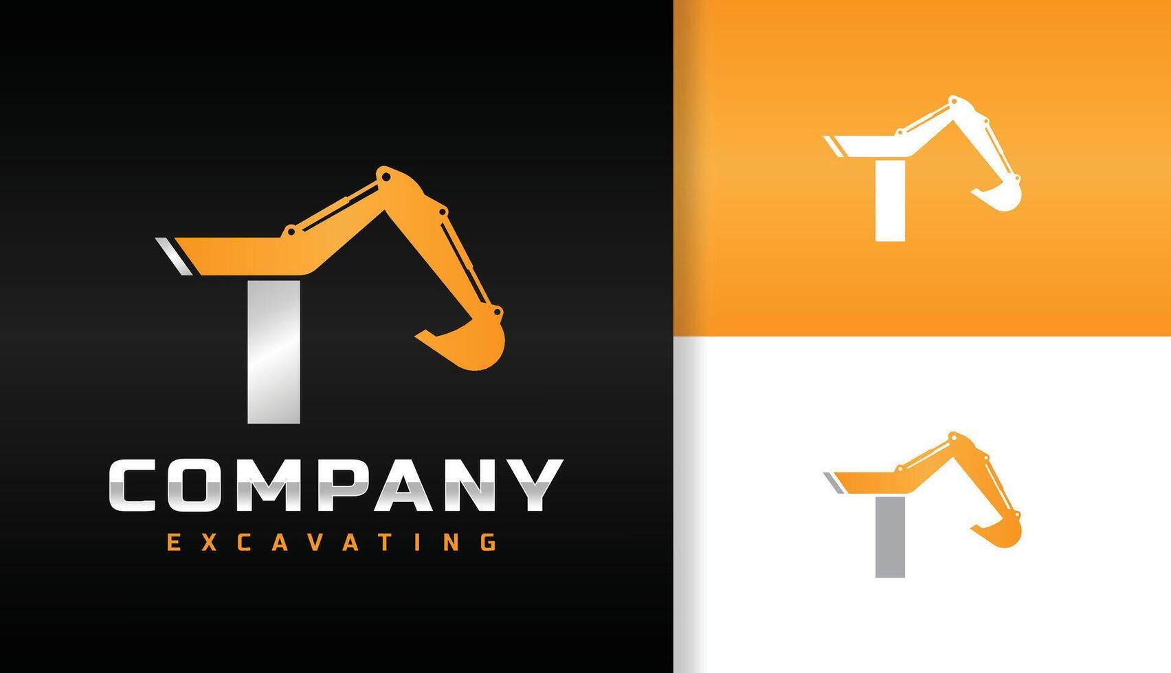 letter t excavator logo company construction vector