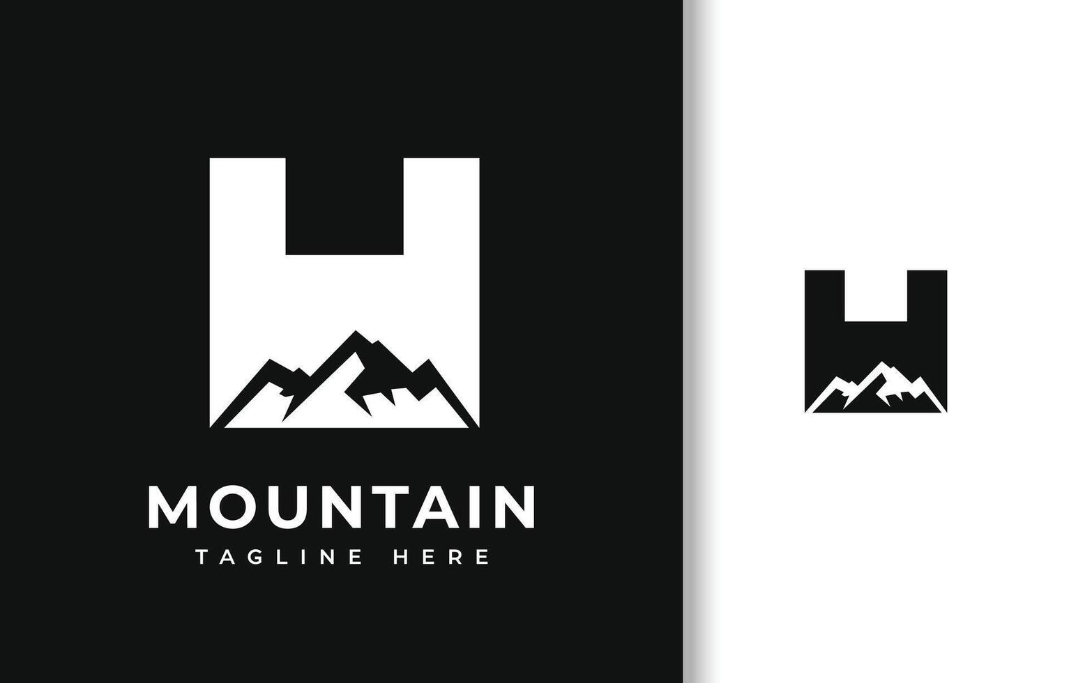 LETTER H WITH SILHOUETTE OF MOUNTAIN LOGO DESIGN vector