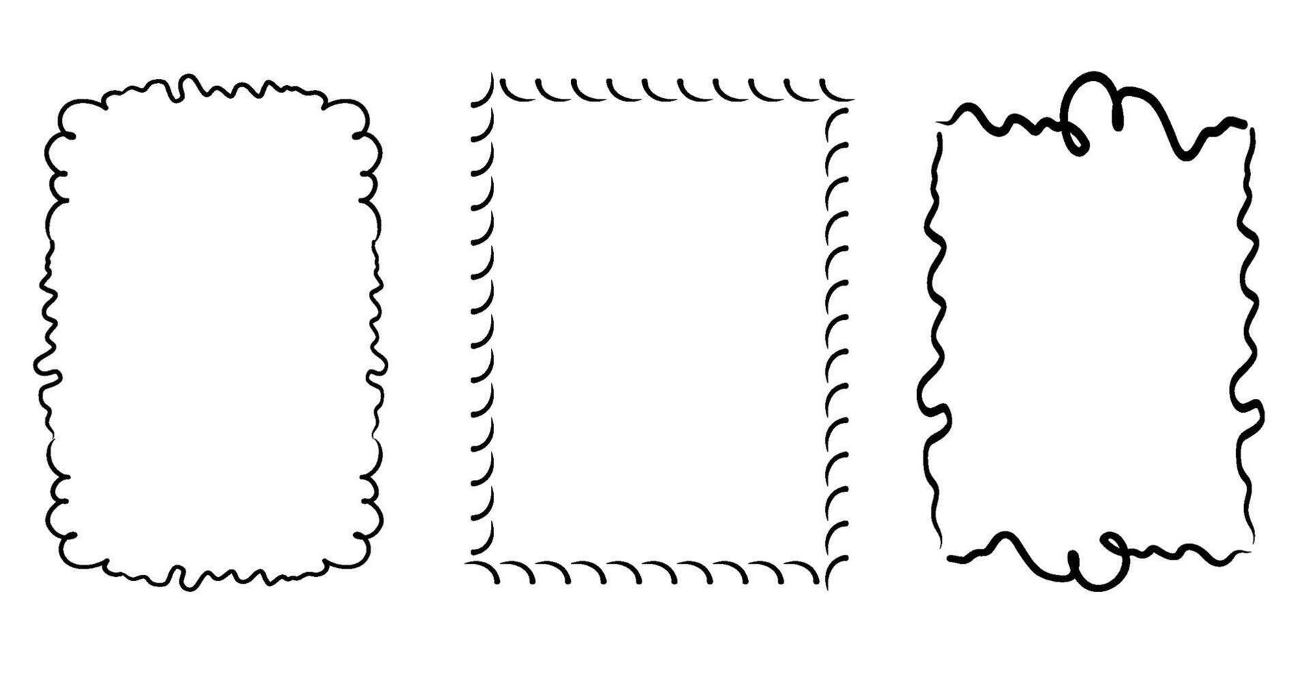 Hand drawn decorative curly borders set vector