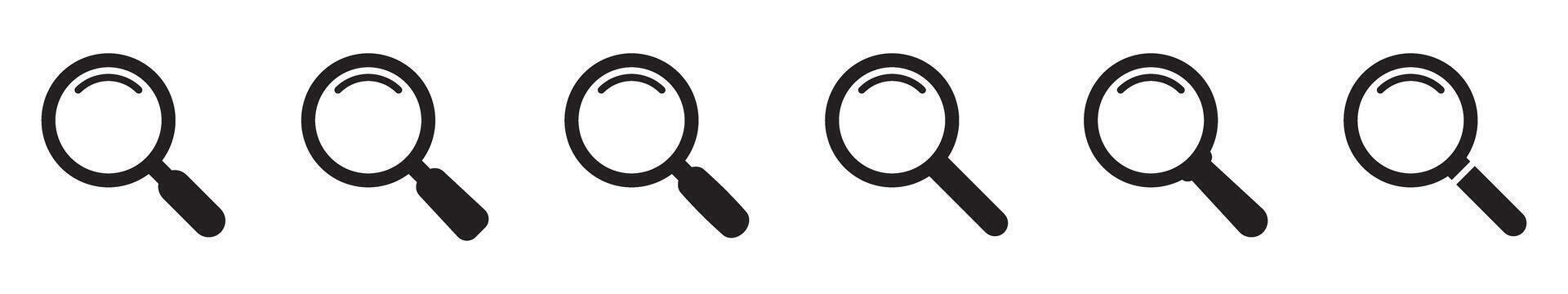 Magnifying glass, magnifier icon. Search icons set. vector