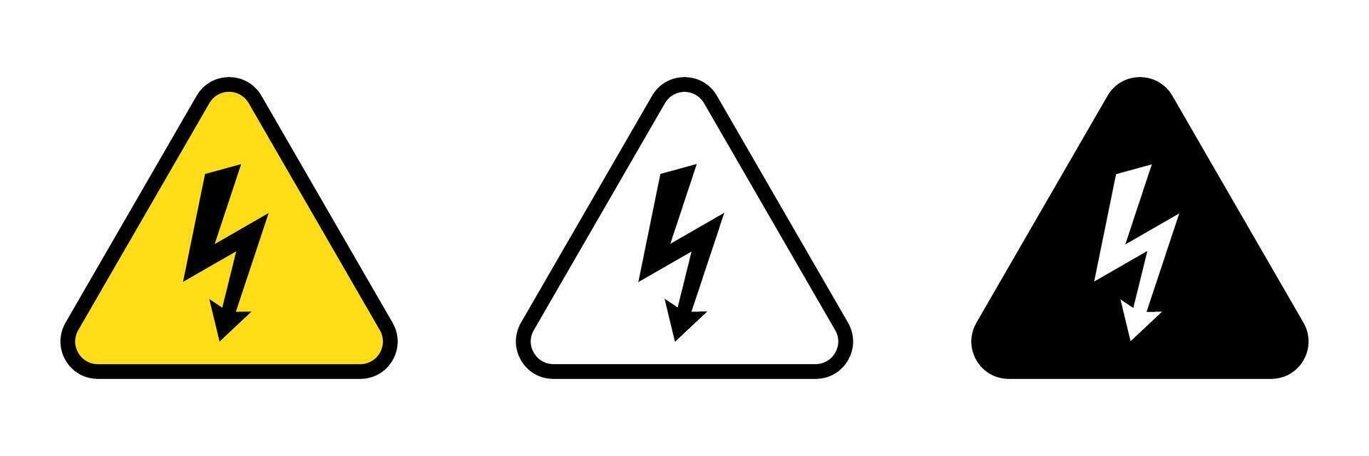 High Voltage Sign. Lightning Bolt Warning Sign. Electrical Hazard Icon. vector