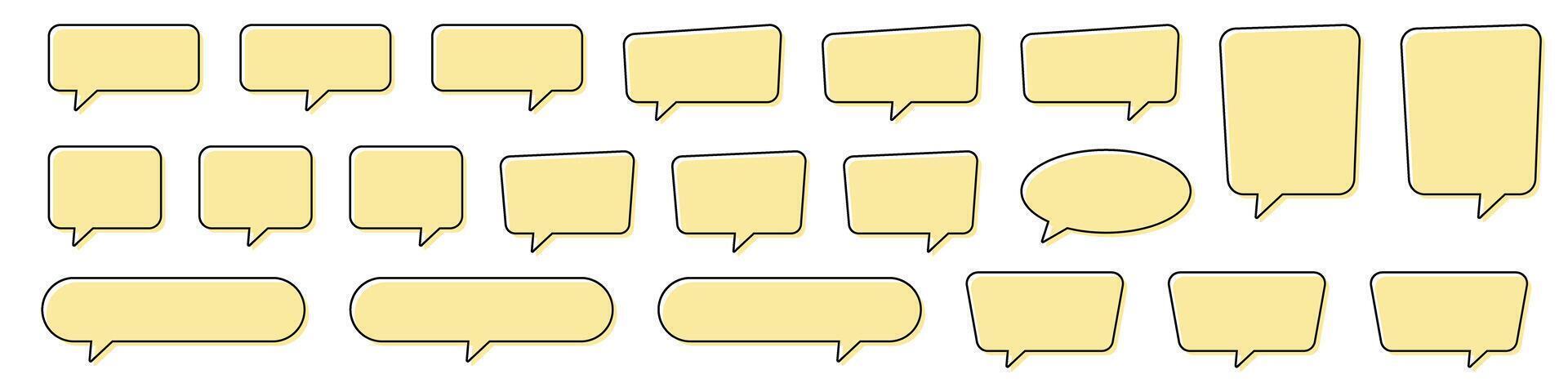 Flat Yellow Communication Bubbles. Speech Bubble, Chat, Dialog Icons. vector