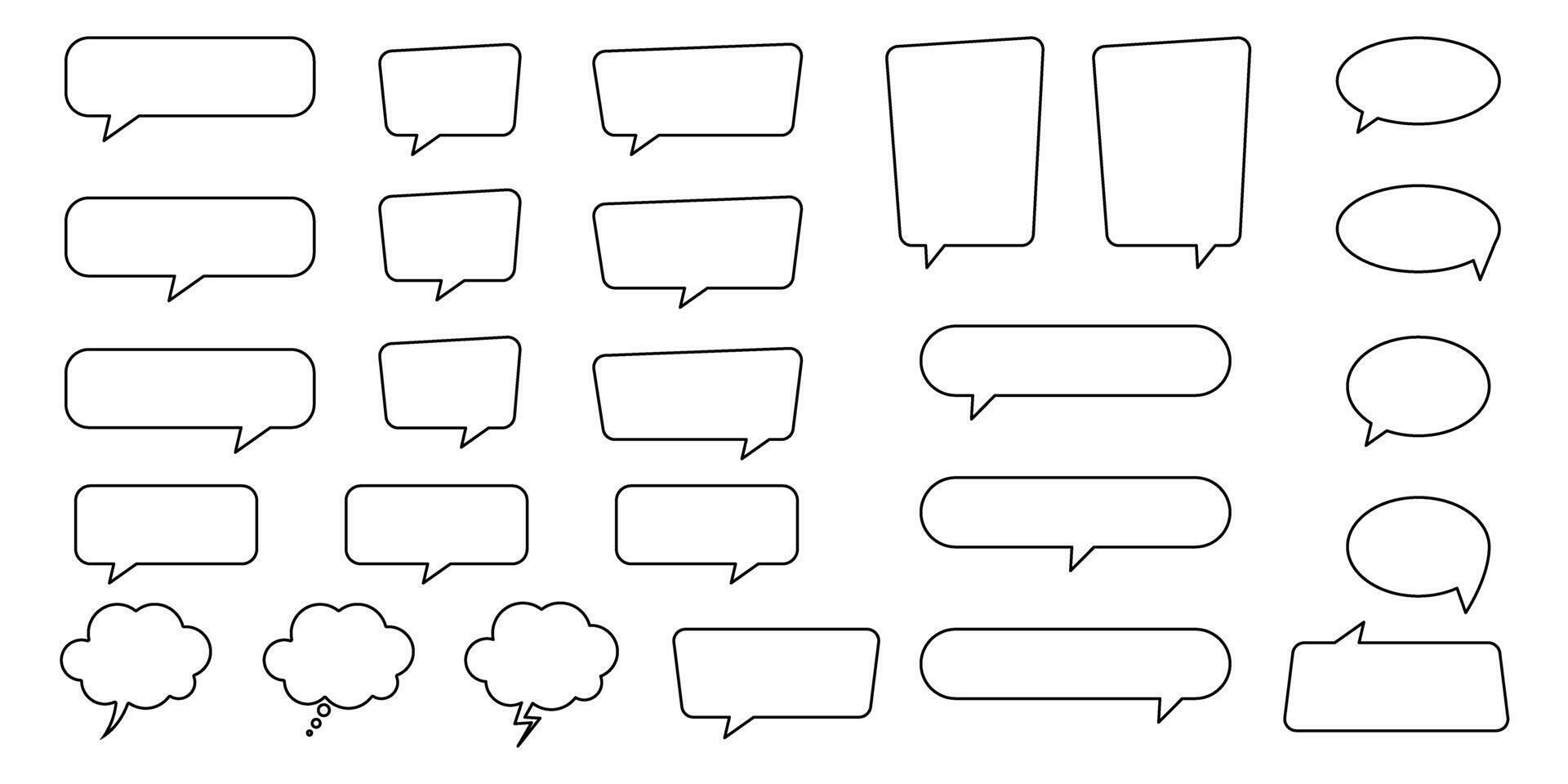 Set of line speech bubble, ounline speech balloon, chat bubbles. vector