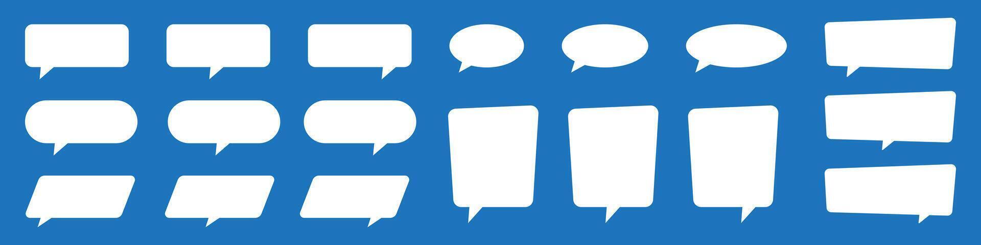 White speech and thought bubble shapes in comic style. Blank text boxes for communication, storytelling, comic books, and graphic design. vector