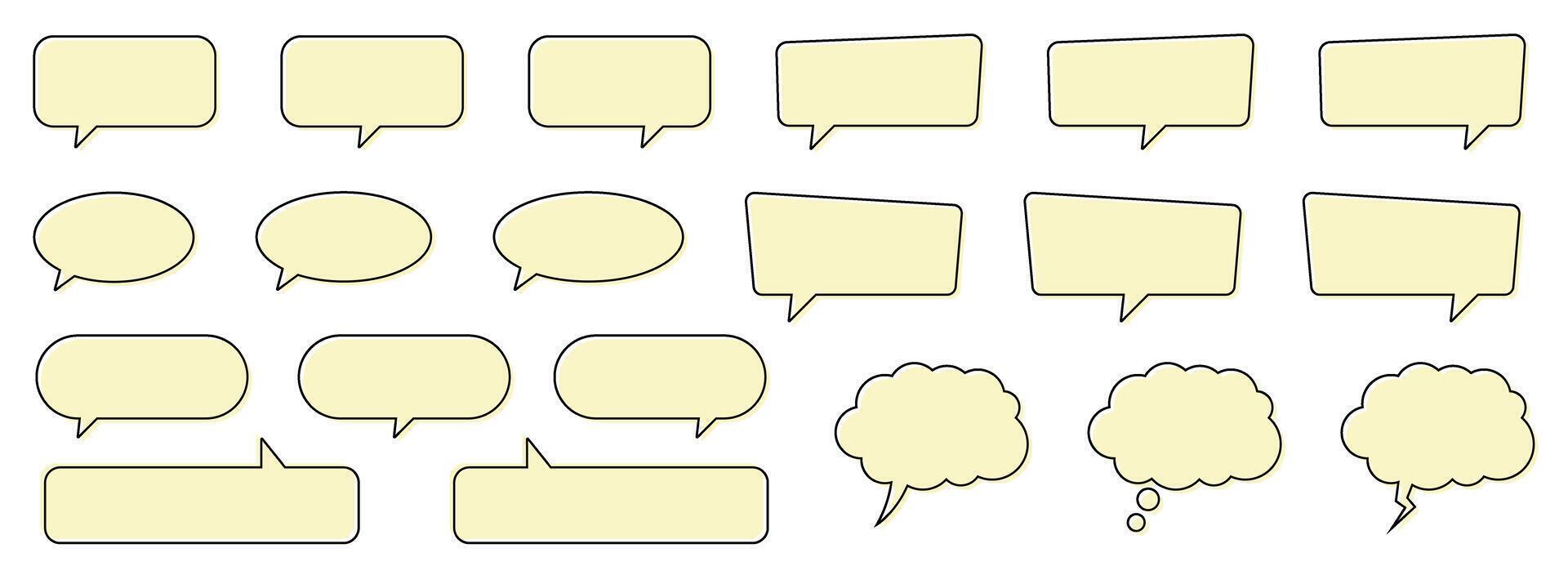 Comic Style Yellow Speech Bubbles. Talk and Chat Icons. vector