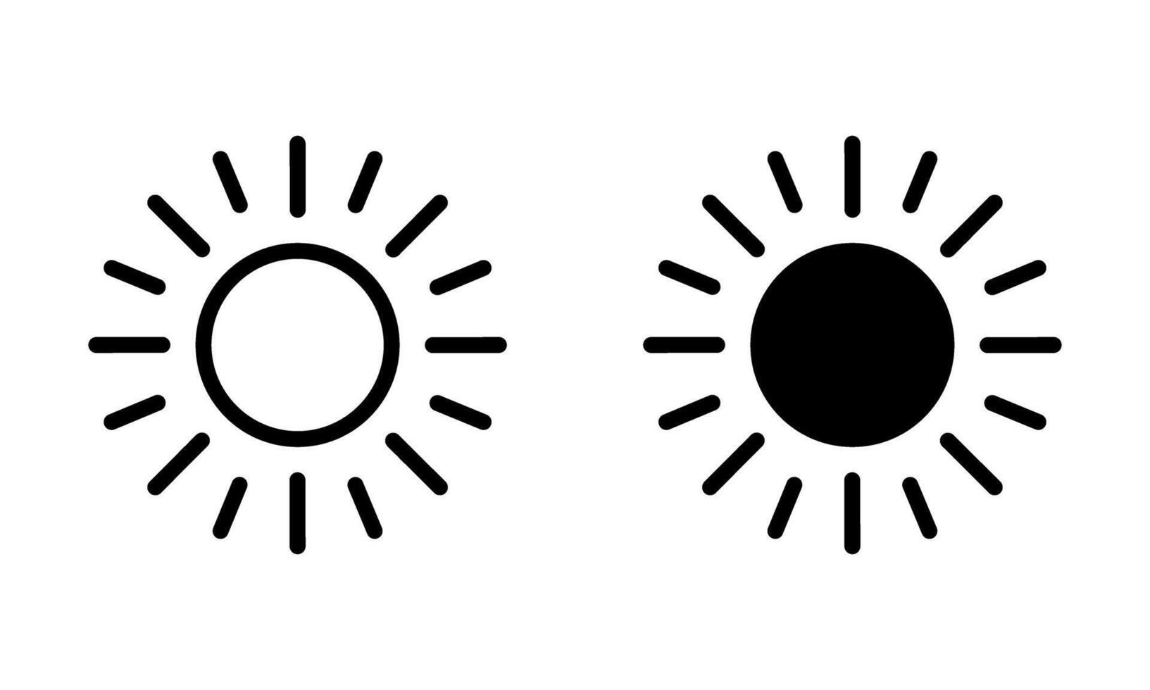 Sun Icon Set. Line and Solid Style. vector