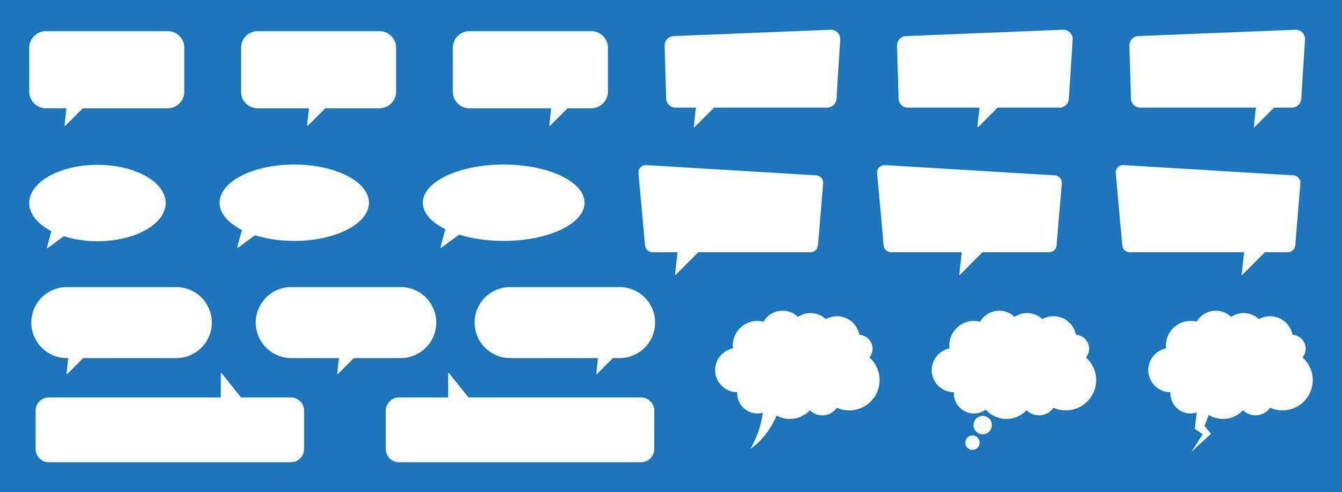 White speech and thought bubble shapes in comic style. Blank text boxes for storytelling, communication, comic books, and graphic design. vector