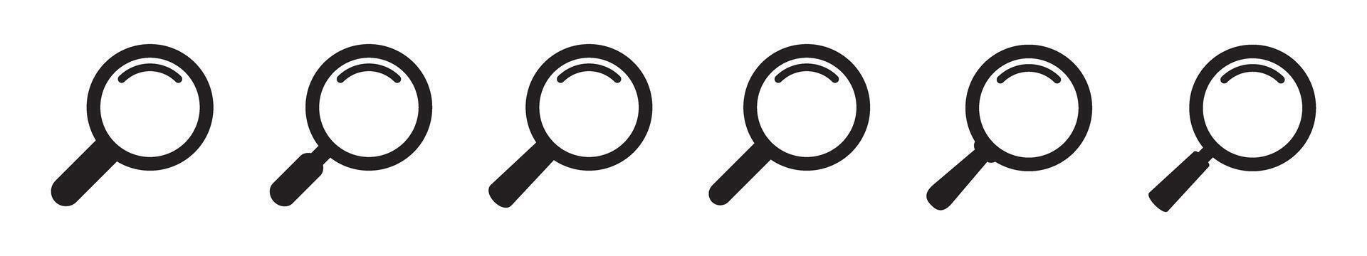 Search Icons Set - Magnifying Glass and Magnifier Symbols for UI and Web Design. vector