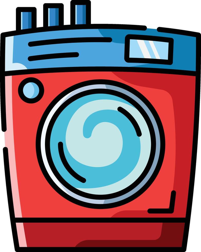 Made in UK Laundry day just got a whole lot more colorful with this red cartoon washing machine icon. vector