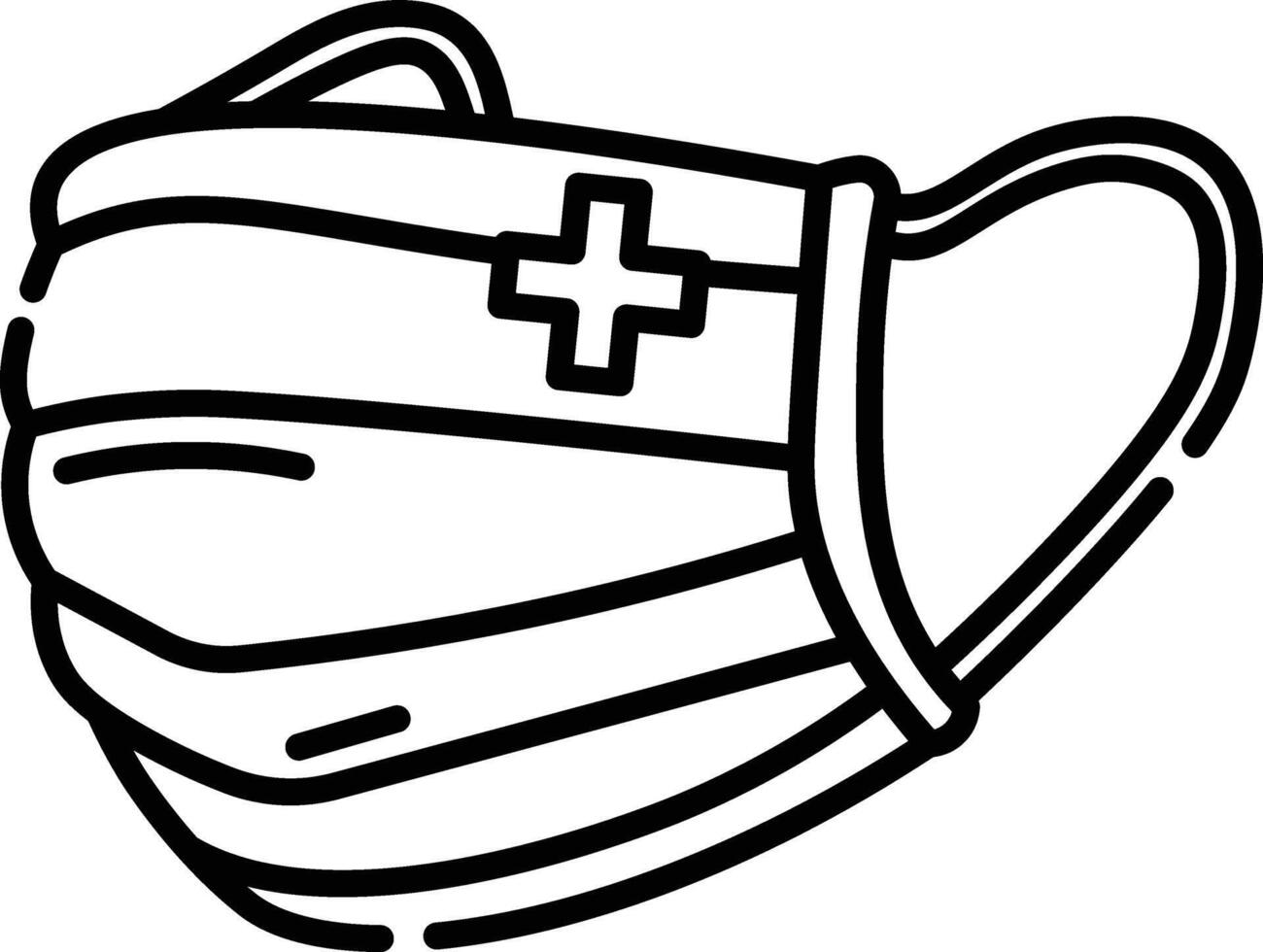Made in UK medical mask with a cross icon outline style. vector