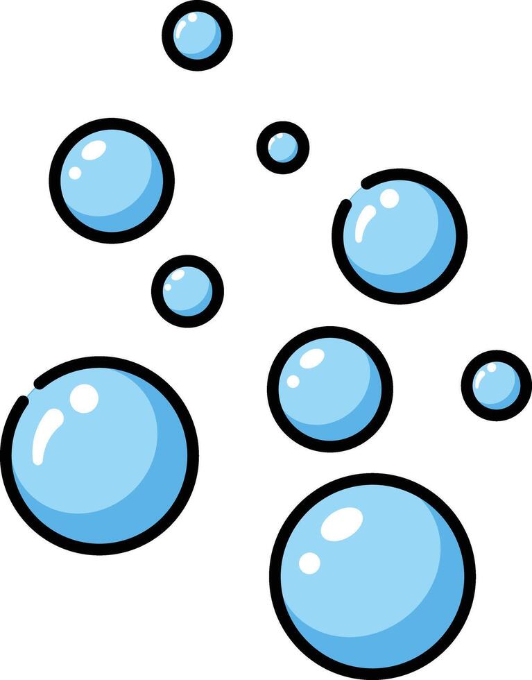 Made in UK Laundry day fun nine blue bubbles with black outlines icon. vector