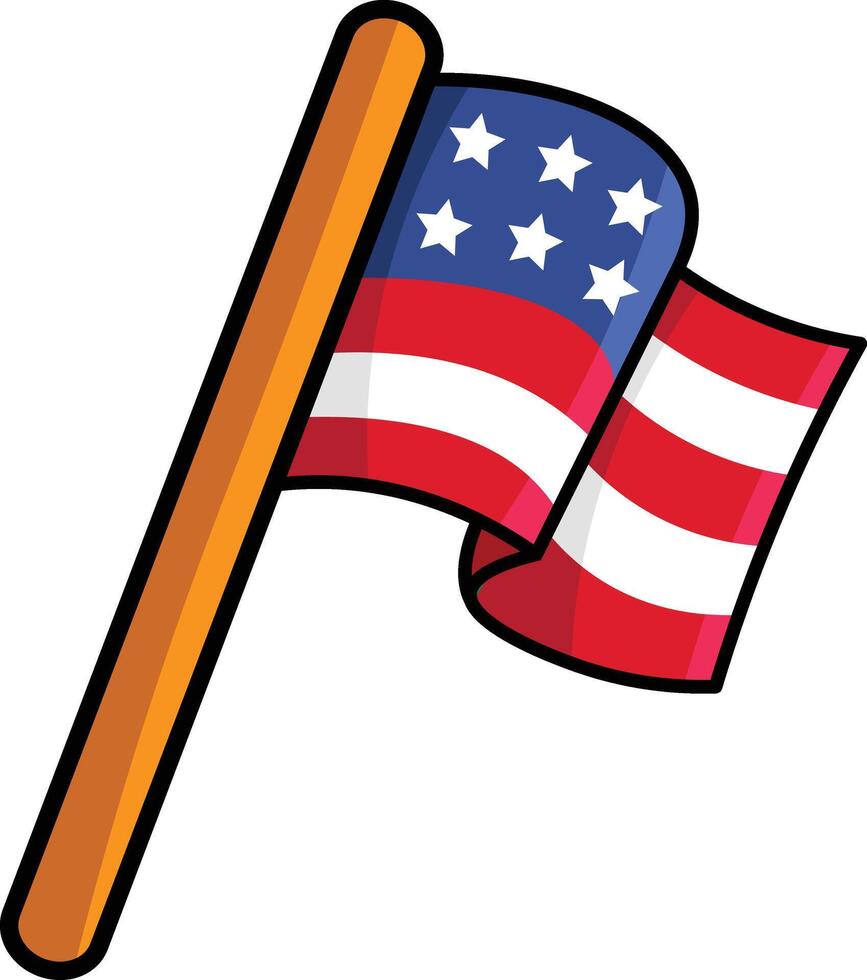 Made in uk a American flag waving on a stick icon. vector