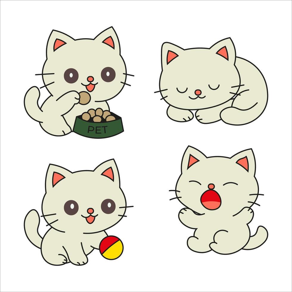 Four cute cartoon kittens vector
