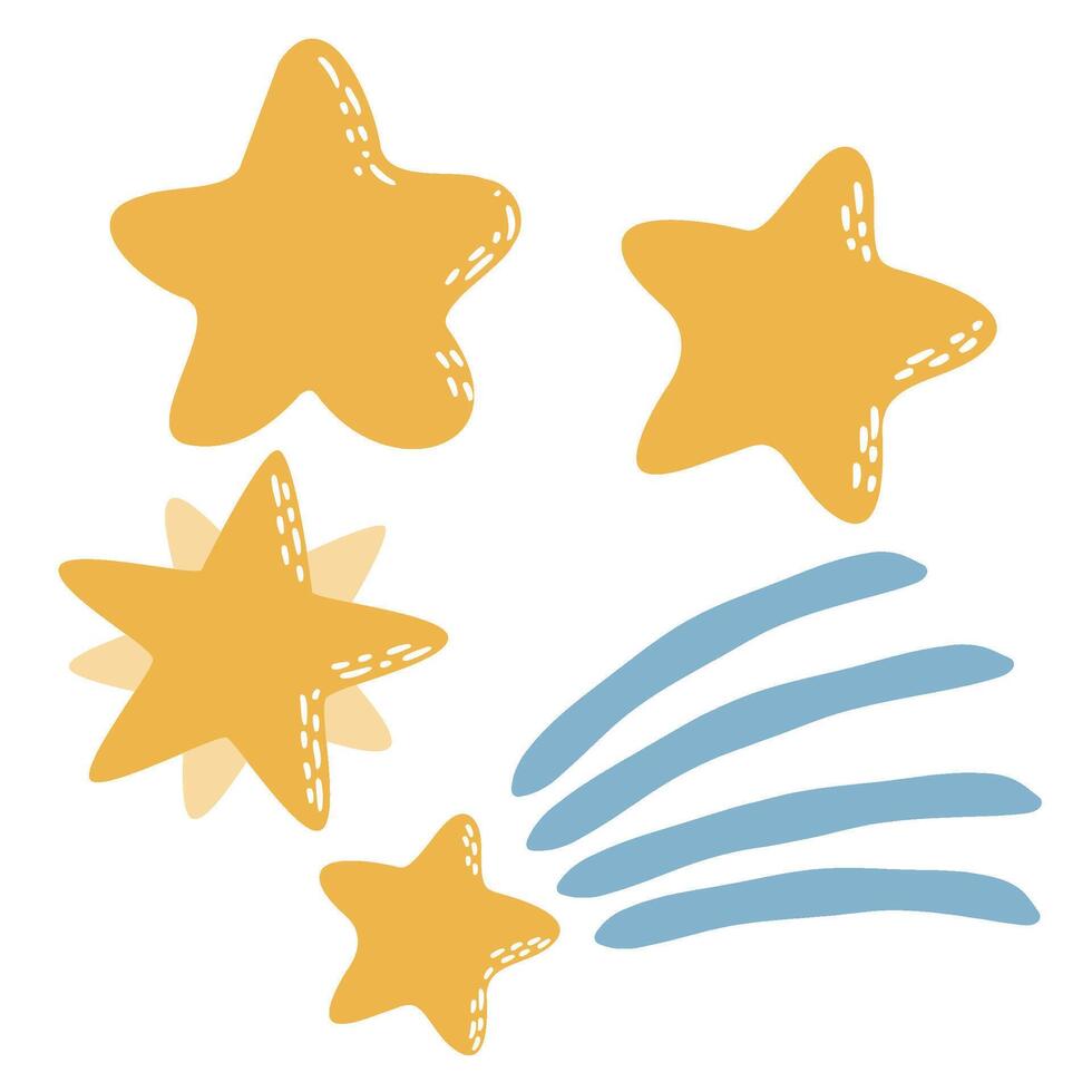 Illustration of Golden Stars and Shooting Star Elements vector