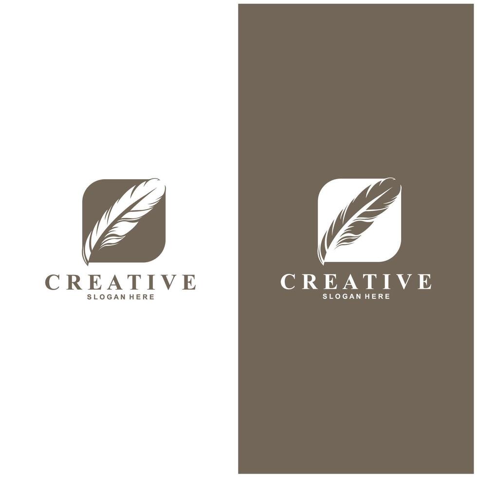 creative logo design with feather feather logo design illustration vector