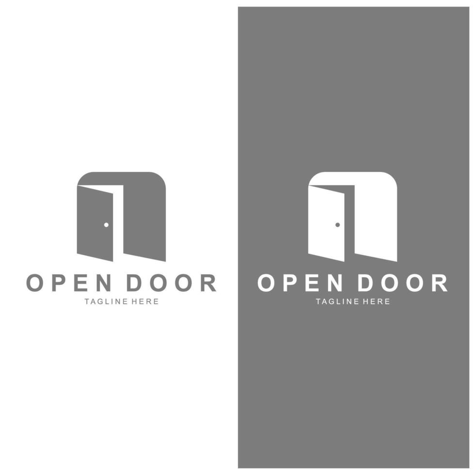 open door logo design template grey color vector