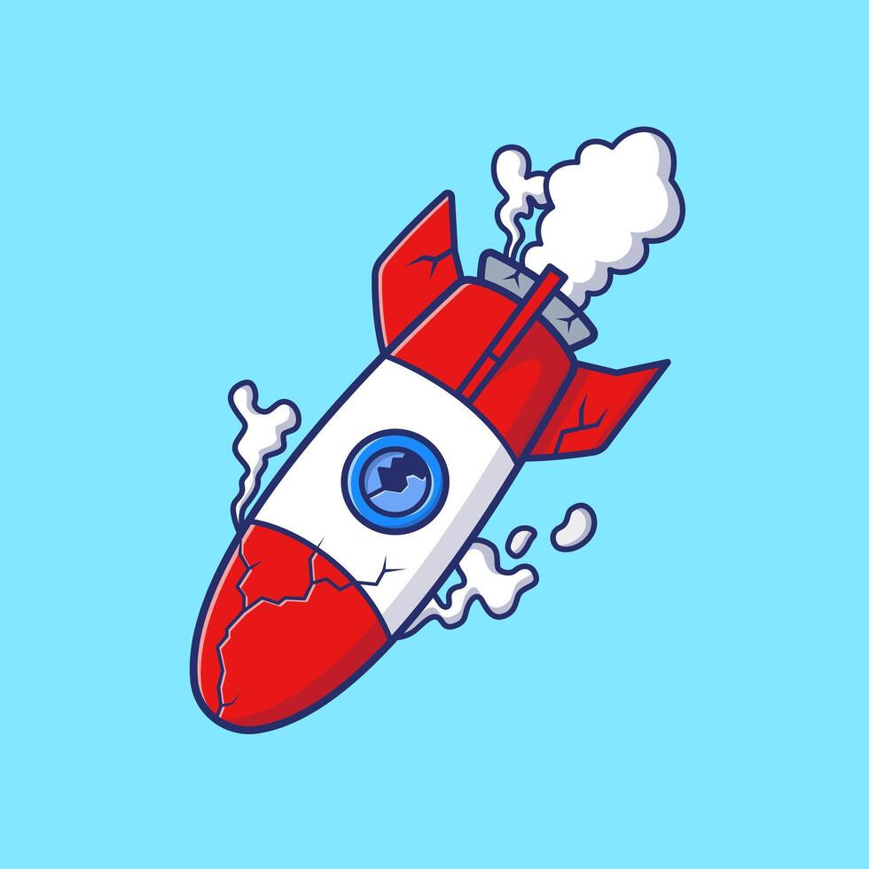 Damaged Rocket Crashed Cartoon vector