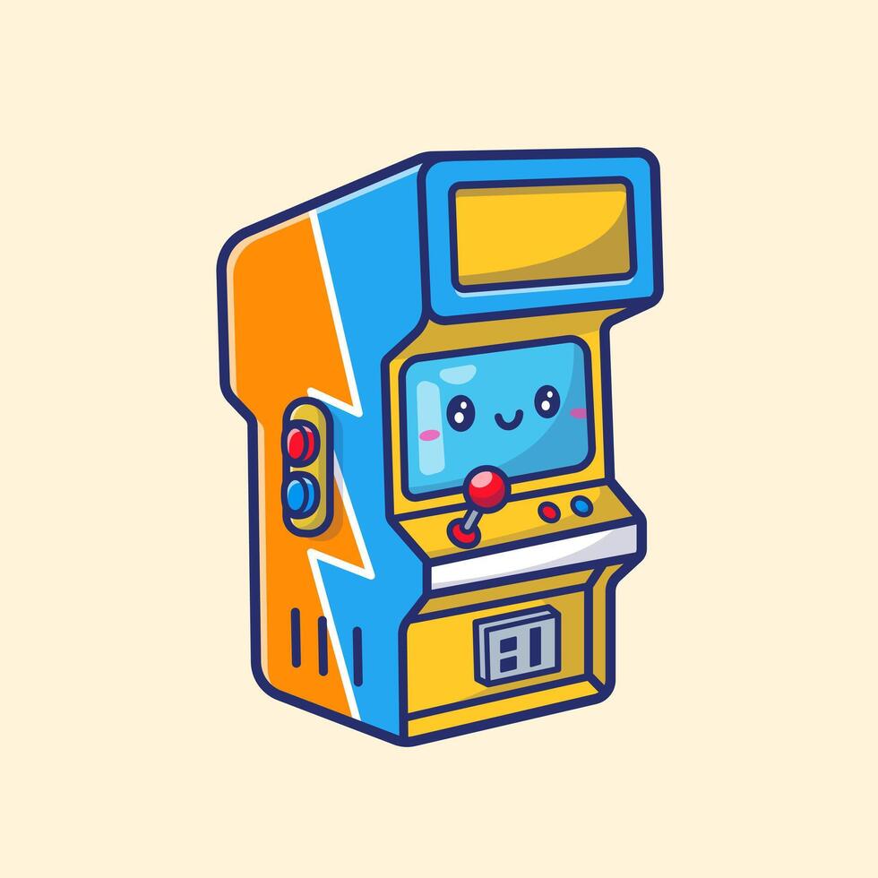 Cute Arcade Machine Game Cartoon Illustration vector