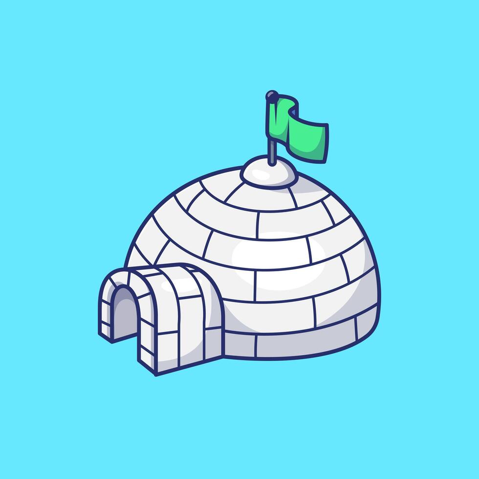 Igloo Ice with Flag Cartoon vector