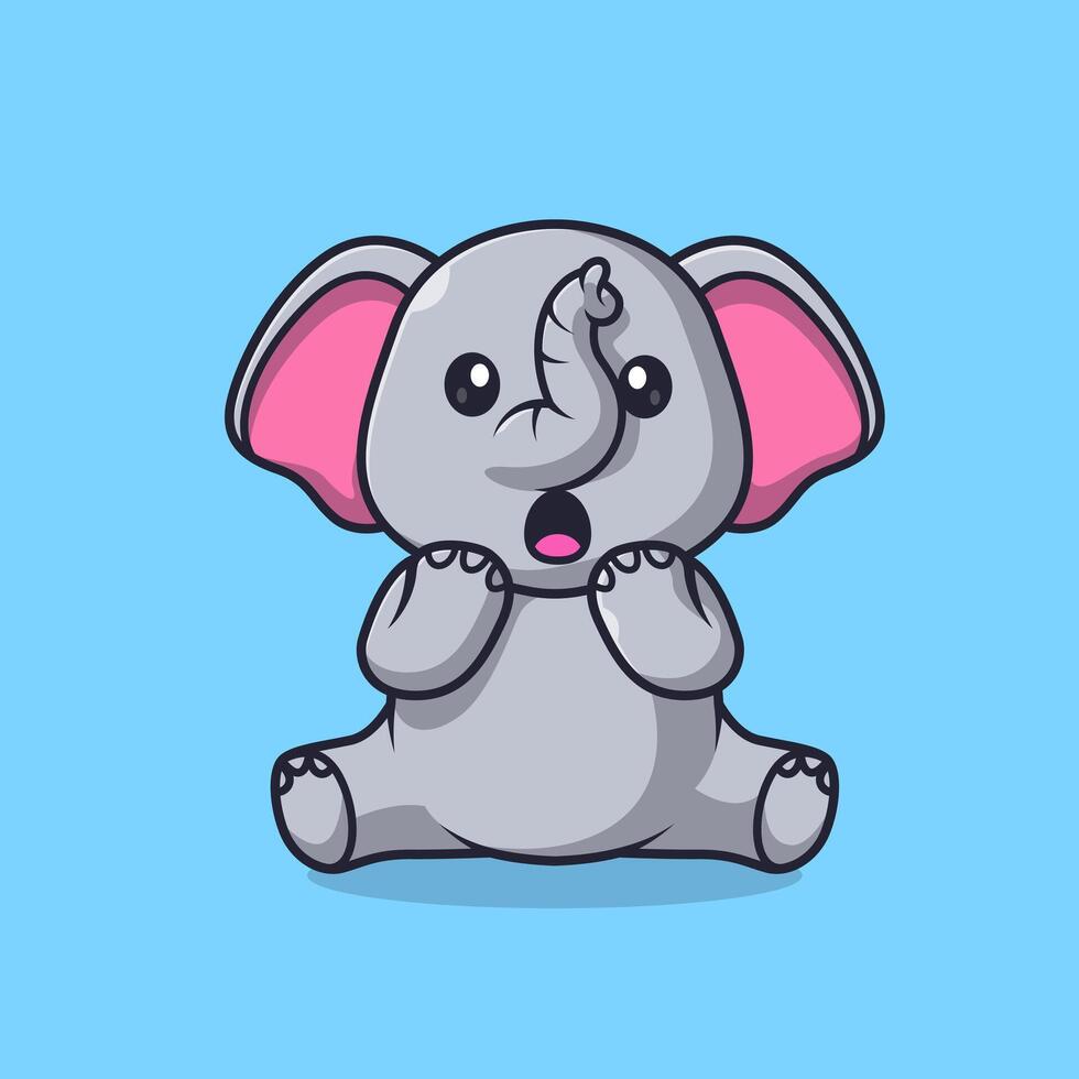 Cute Elephant Surprised Cartoon vector