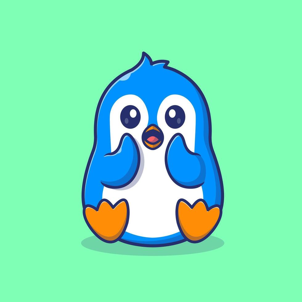 Cute Penguin Surprised Cartoon vector