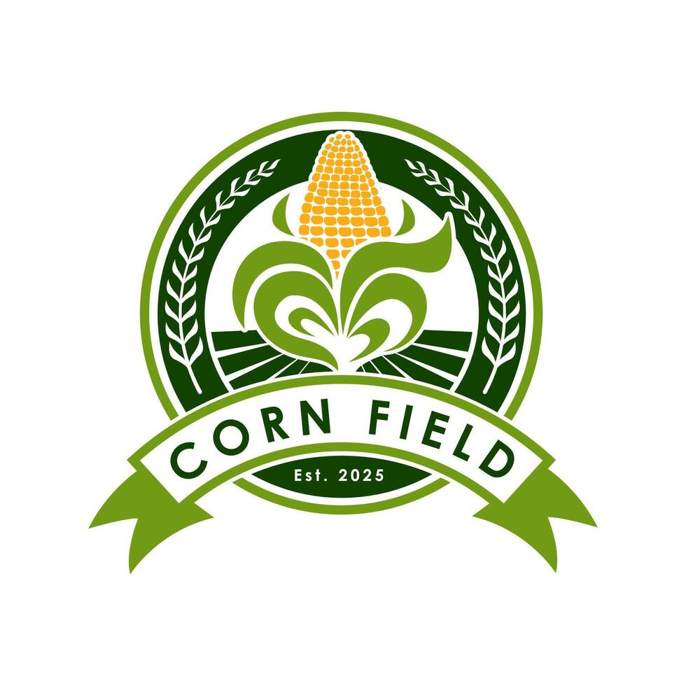Corn Field Logo Banner and Farm Emblem Design vector