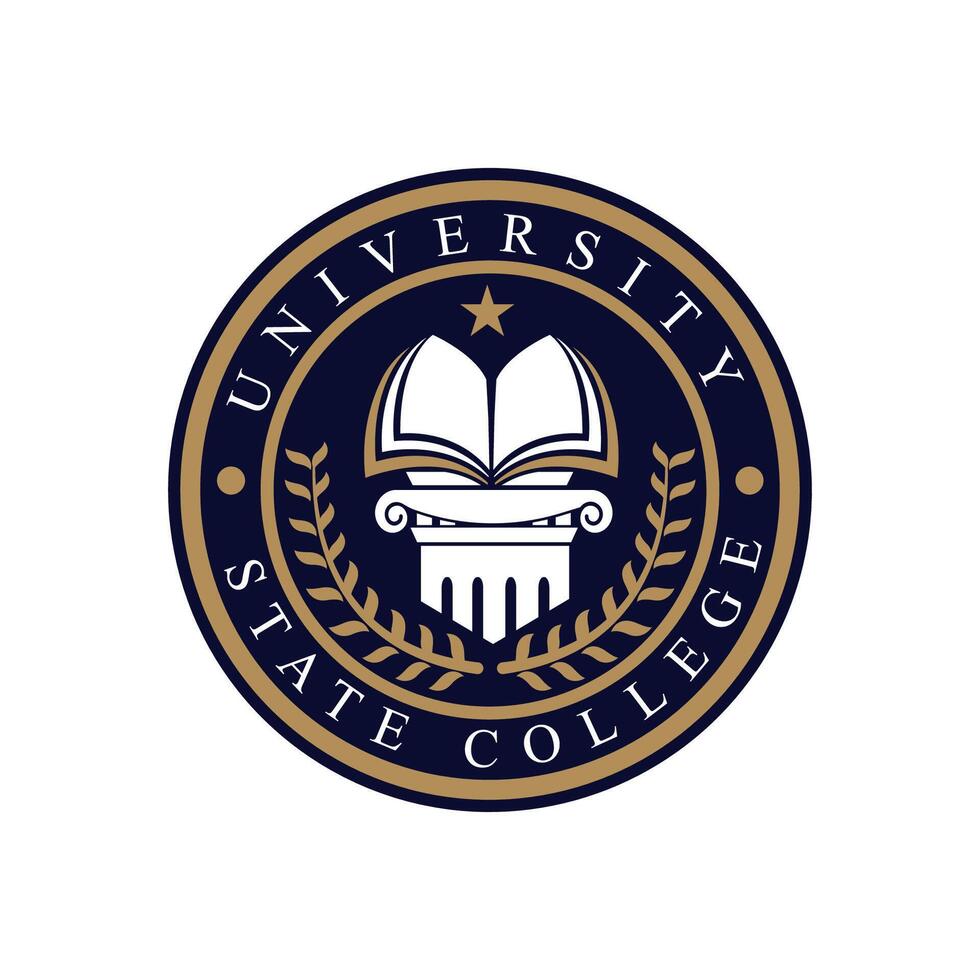 University college school badge logo design image. Education badge logo design. University high school emblem vector