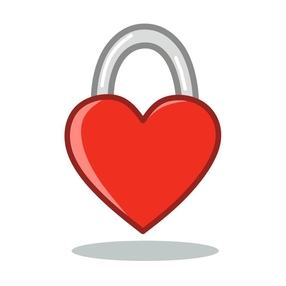 Cute Red Heart-Shaped Padlock Symbol of Love and Security vector