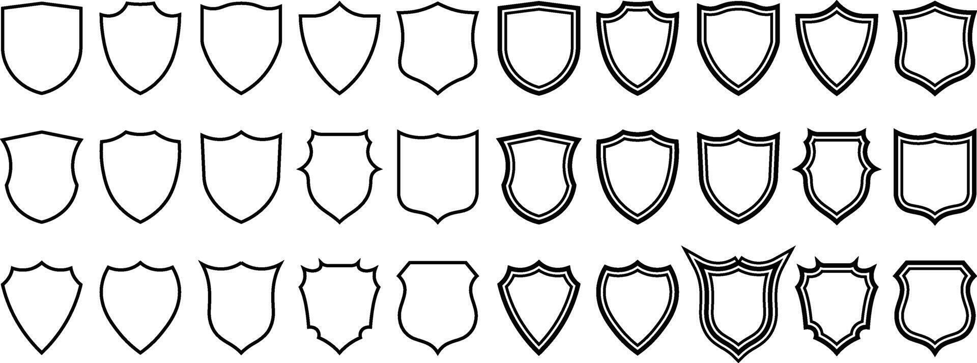 Diverse collection of shield shapes and emblems in modern minimalist design elements vector