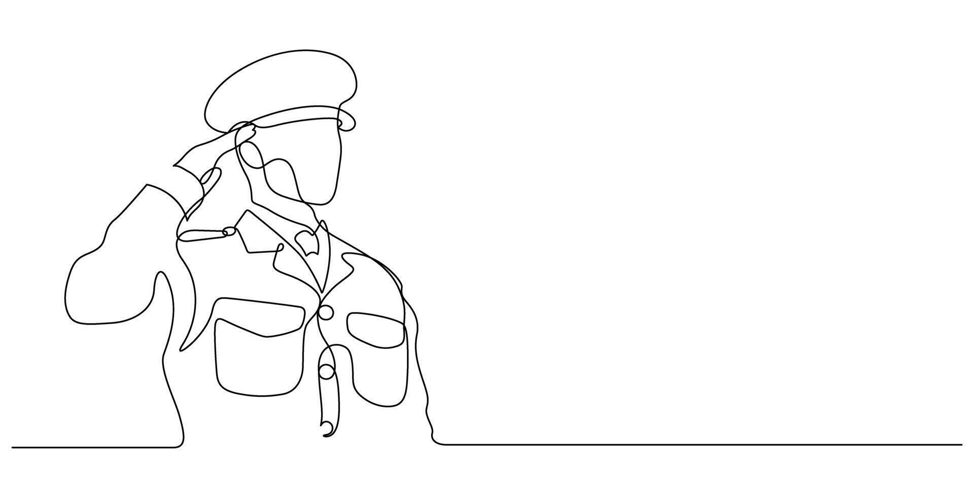 military soldier saluting line art minimalism handdrawn vector