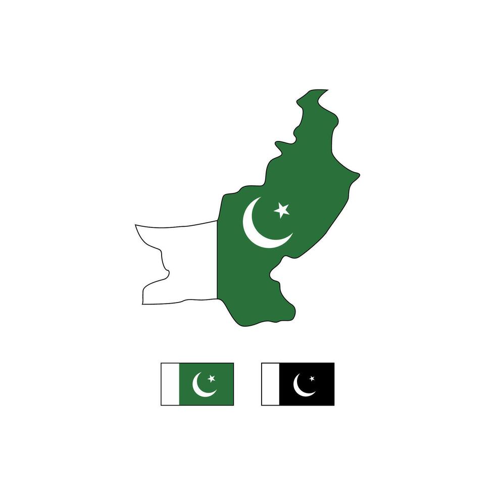 Pakistan flag outline with smaller flag filling it.ideal for patriotic designs, national celebrations, or cultural representations. vector