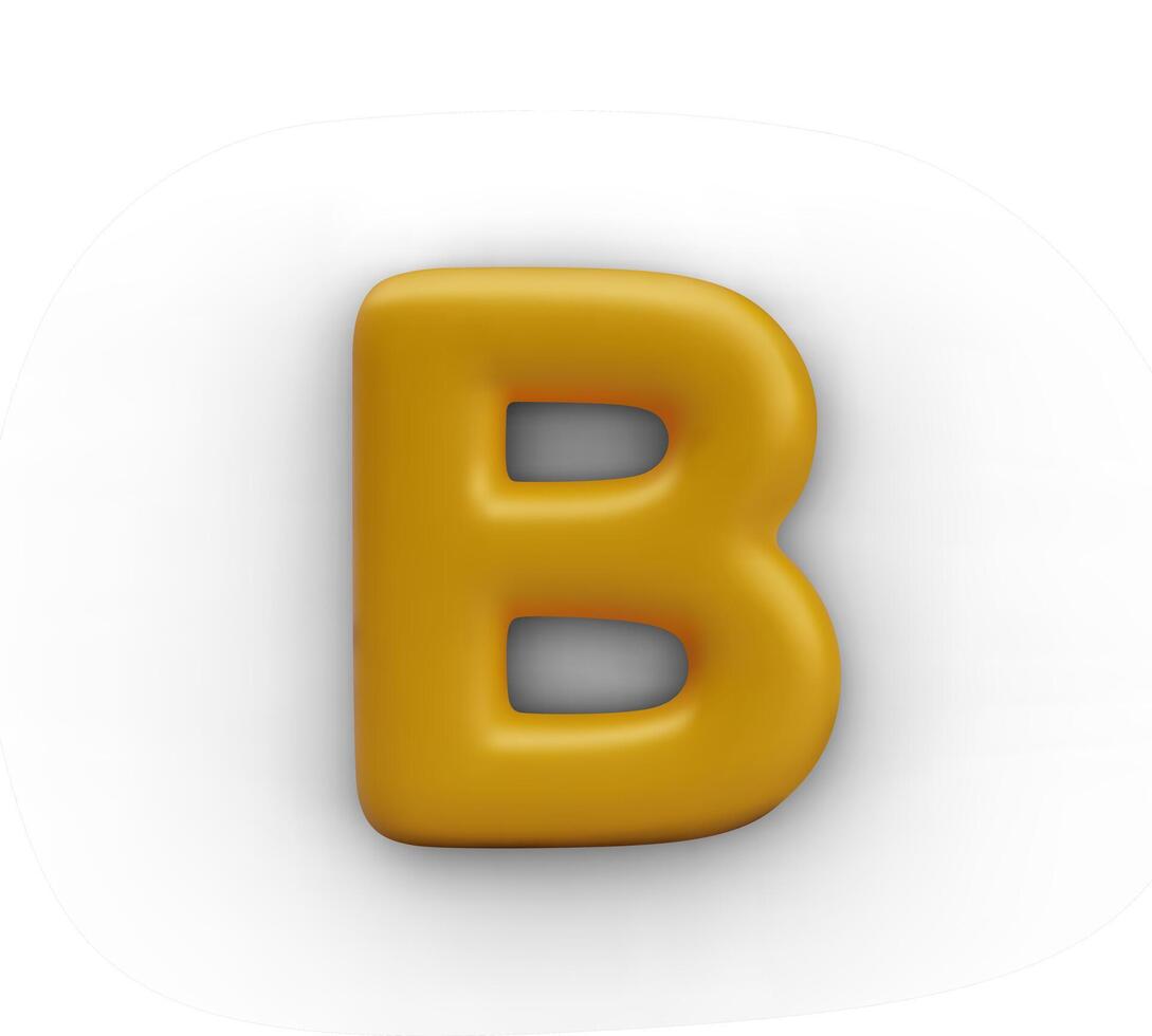 Golden letter B on white background. Part of alphabet vector