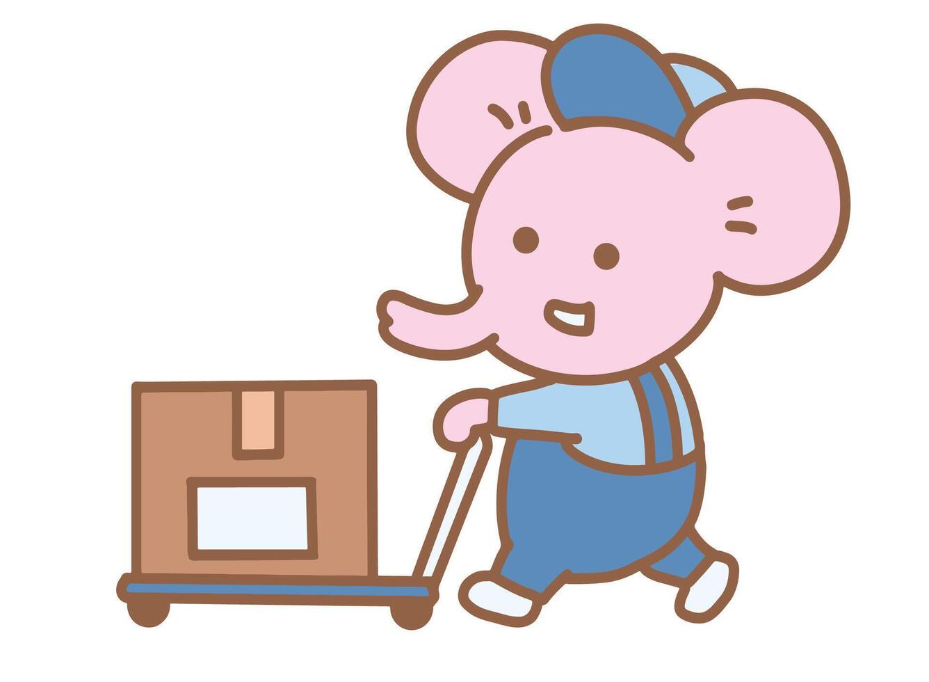 little elephant delivering service. vector