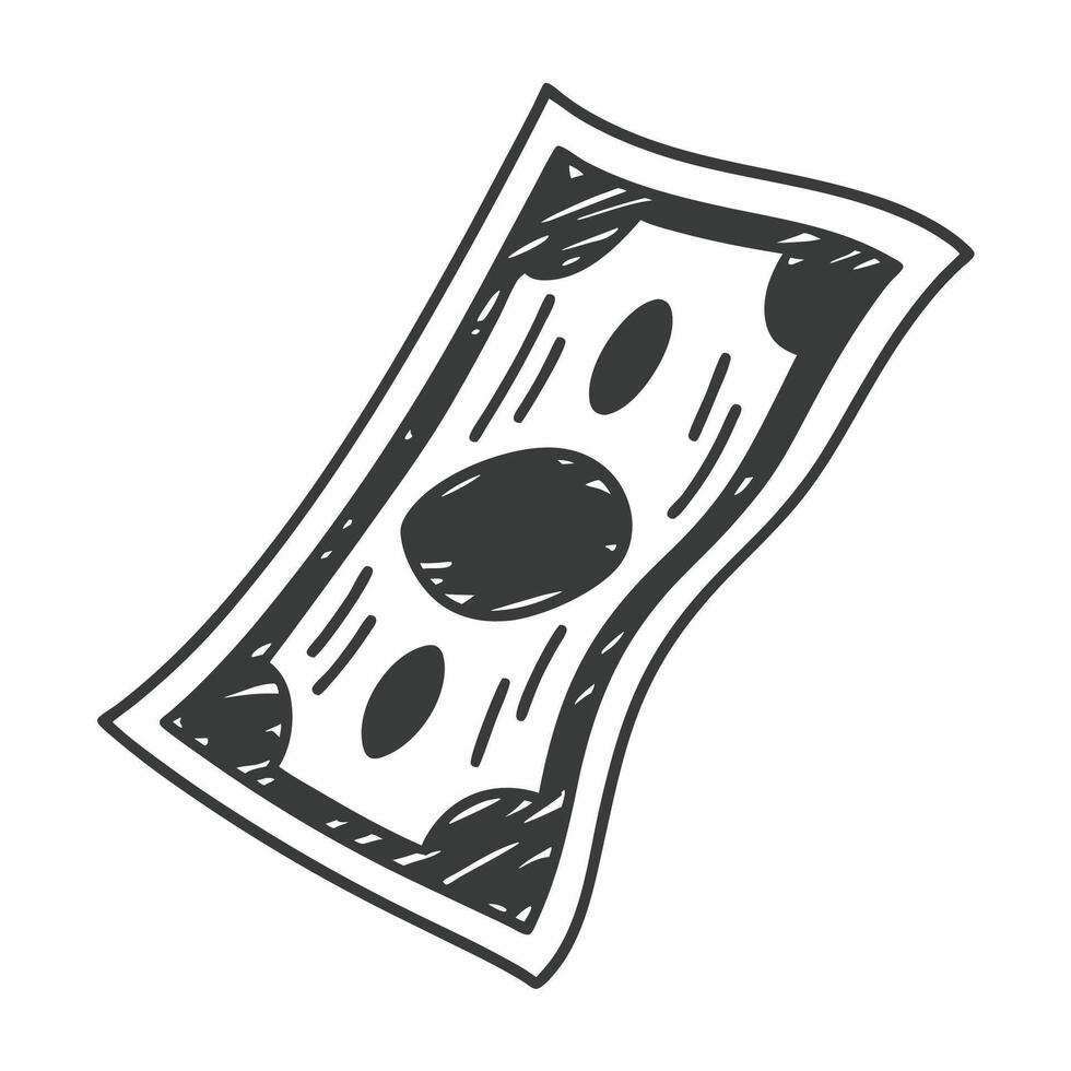 A dollar bill drawn in black ink on a white background vector