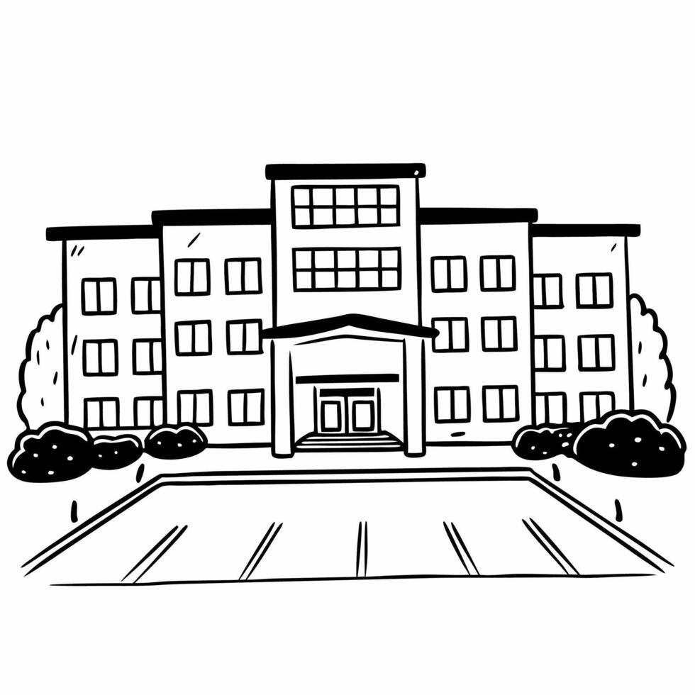 School building coloring pages free printable coloring pages vector