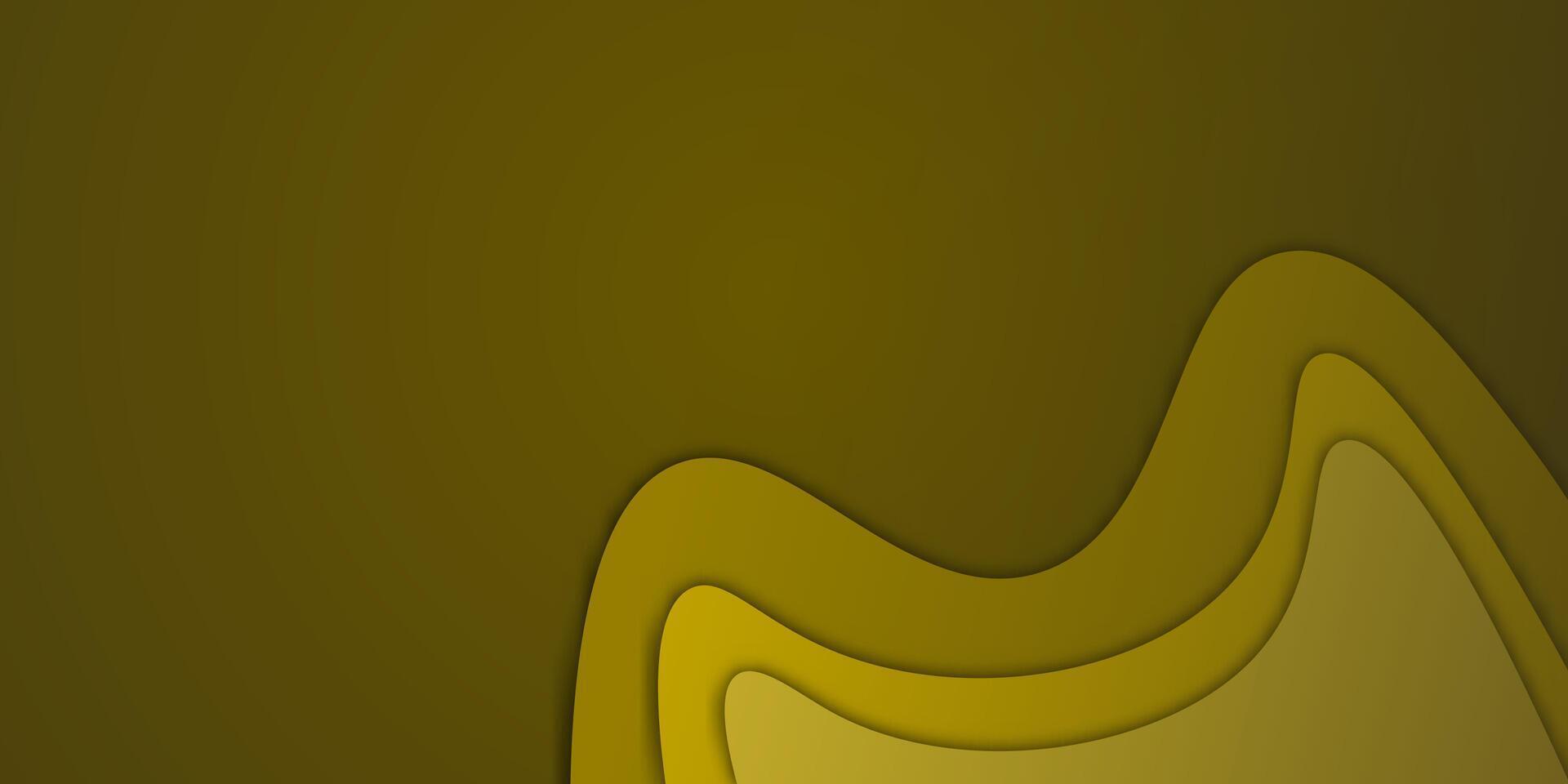 Abstract Yellow and Brown Wave Background with Layered Paper Cut Style vector